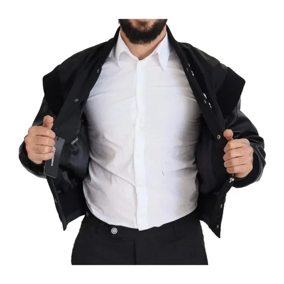 Dolce & Gabbana Black Nylon Crystals Coat Buttons Jacket - Picture 4 of 10